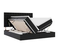 mtlskopl Lit de rangement, 200 x 200 cm, en cuir synthétique, noir, avec matelas, design moderne, sommier à lattes, hydraulique SeitLift, pour chambre à coucher, appartement, lit familial