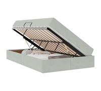 mtlskopl Lit de rangement, avec matelas, 120 x 190 cm, en velours, gris clair, avec espace de rangement, hydraulique, SeitLift, design moderne, robuste, pour chambre d'adolescent, chambre d'amis