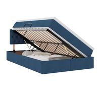 mtlskopl Lit de rangement, avec matelas, 120 x 200 cm, bleu, matériau en bois dérivé du bois, cadre en métal, sommier à lattes, design moderne, pour chambre à coucher et chambre d'amis