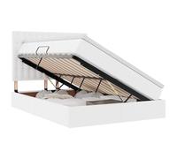 mtlskopl Lit de rangement, en cuir synthétique, 140 x 190 cm, blanc pur, design moderne, avec élévateur hydraulique, pour chambre à coucher et chambre d'amis