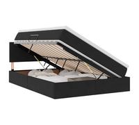 mtlskopl Lit de rangement, en velours, 140 x 190 cm, noir, avec matelas, sommier à lattes, tête de lit, lit double, design moderne, pour chambre à coucher et chambre d'amis