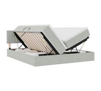 mtlskopl Lit de rangement, gris clair, 100 x 200 cm, à sommier tapissier, moderne, avec élévateur hydraulique et matelas en mousse, pour célibataires, chambre d'adolescent et chambre d'amis