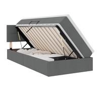 mtlskopl Lit de rangement, gris foncé, 100 x 200 cm, avec matelas, sommier à lattes, tête de lit, mécanisme de levage hydraulique, cadre en métal, matériau en bois, design moderne, pour chambre
