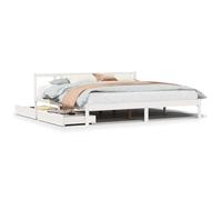 mtlskopl Lit double en bois de pin blanc, 200 x 200 cm, avec sommier à lattes et 2 tiroirs, design moderne, espace de rangement robuste pour chambre à coucher et chambre d'amis