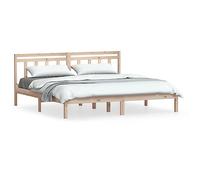 mtlskopl Lit en bois de pin massif 160 x 200 cm, non traité, avec tête de lit et sommier à lattes, aspect naturel, montage facile