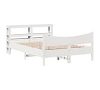 mtlskopl Lit en bois de pin massif, blanc, 140 x 200 cm, avec tête de lit et sommier à lattes, simple, ergonomique, pour chambre d'adolescent et chambre d'ami, design autonome avec espace de rangement