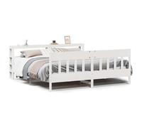 mtlskopl Lit en bois de pin massif, blanc, 200 x 200 cm, avec sommier à lattes et espace de rangement pratique, lit double, design moderne, pour chambre à coucher