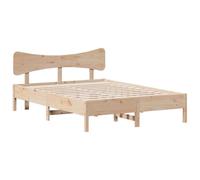 mtlskopl Lit en bois massif 135 x 190 cm en pin non traité avec tête de lit et lattes de contreplaqué Cadre de lit robuste pour chambre d'adolescent, chambre à coucher, chambre d'amis