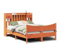 mtlskopl Lit en bois massif 160 x 200 cm marron cire, avec espace de rangement, tête de lit, 6 compartiments, 2 tiroirs, sommier à lattes, pour chambre à coucher et chambre d'adolescent