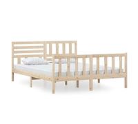 mtlskopl Lit en bois massif - 160 x 200 cm - Pin non traité - Cadre de lit robuste - Design moderne - Pour chambre à coucher, chambre d'amis et chambre d'adolescent - Convient pour matelas de 160 x