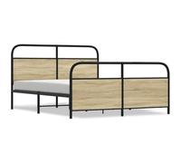 mtlskopl Lit en métal 160 x 200 cm - Chêne Sonoma - Cadre de lit en acier massif avec sommier à lattes - Design moderne - Lit double robuste pour chambre à coucher et chambre d'amis