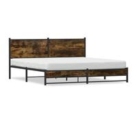 mtlskopl Lit en métal chêne fumé 180 x 200 cm avec tête de lit, sommier à lattes, lit double, pour chambre à coucher, chambre d'adolescent