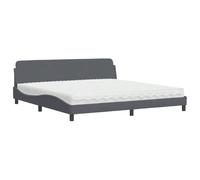 mtlskopl Lit en velours avec matelas Dover, 200 x 200 cm, gris foncé, tête de lit double, avec mousse polyuréthane 22D, H2/H3, pour chambre à coucher et chambre d'amis