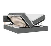 mtlskopl Lit futon 180 x 200 cm, gris foncé, en cuir synthétique, avec sommier à lattes et matelas confortable, vérin hydraulique, espace de rangement double, pour chambre à coucher et chambre d'amis