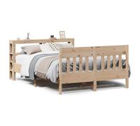 mtlskopl Lit futon en bois massif 160 x 200 cm - En pin rustique - Avec sommier à lattes, tête de lit, espace de rangement - Lit futon pour chambre à coucher, chambre d'amis, chambre d'adolescent