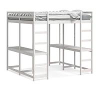 mtlskopl Lit mezzanine, en bois massif, blanc, 140 x 200 cm, pour adolescent, 205,5 x 147,5 x 190 cm, avec échelle, pour petite chambre d'enfant et chambre d'étudiant
