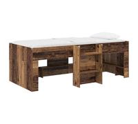 mtlskopl Lit mezzanine pour enfant avec échelle et protections d'angle transparentes, 80 x 200 cm, en bois massif, pour chambre d'enfant moderne, bois vieilli, 203 x 101,1 x 68,5 cm