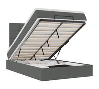 mtlskopl Lit ottoman, 120 x 190 cm, gris foncé, avec matelas à ressorts ensachés, espace de rangement hydraulique et LED RVB, design moderne pour chambre d'adolescent, chambre d'amis et chambre à