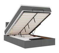 mtlskopl Lit ottoman avec matelas, gris foncé, 120 x 190 cm, espace de rangement hydraulique et LED, pour chambre d'adolescent, chambre à coucher, chambre d'amis