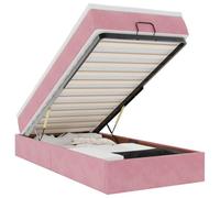 mtlskopl Lit ottoman rose 80 x 200 cm avec matelas et surmatelas en velours - Lit simple hydraulique de rangement pour chambre d'adolescent, chambre d'amis
