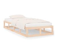 mtlskopl Lit simple en bois massif de pin - 75 x 190 cm - Pour matelas - Petit cadre de lit simple en bois massif non traité - Cadre de lit stable avec sommier à lattes pour chambre d'adolescent et