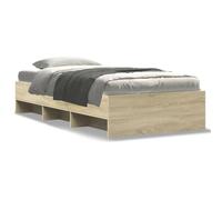 mtlskopl Lit simple en chêne Sonoma 90 x 190 cm, sans matelas, matériau dérivé du bois, avec espace de rangement, sommier à lattes et design moderne, pour chambre d'amis, chambre d'adolescent, chambre