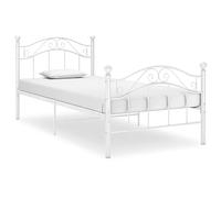 mtlskopl Lit simple en métal blanc 90 x 200 cm - Moderne - Pour adolescent, lit d'invités, canapé-lit, sommier à lattes, espace de rangement - Compatible avec chambre d'enfant, chambre d'amis, chambre