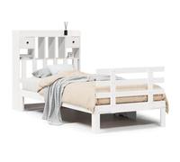 mtlskopl Lit simple en pin massif blanc avec étagère à lattes intégrée et 2 tiroirs 195,5 x 78,5 x 69,5 cm pour enfants, adolescents et chambres d'amis