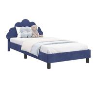 mtlskopl Lit simple moderne 90 x 190 cm avec tête de lit, lit rembourré en velours pour enfants et adolescents, cadre de lit stable avec sommier à lattes, lit minimaliste pour adolescent, matériau en