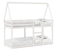 mtlskopl Lit superposé avec toit, blanc, 90 x 200 cm, en pin massif, sûr grâce aux garde-corps, design moderne, robuste et durable, pour chambre d'enfant avec espace limité