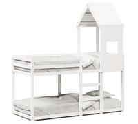 mtlskopl Lit superposé avec toit en pin massif - Blanc - 195,5 x 95,5 x 112 cm - Pour matelas de 90 x 190 cm - Peu encombrant