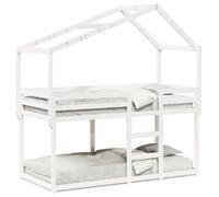 mtlskopl Lit superposé en pin blanc avec toit - 195,5 x 95,5 x 112 cm - Lit de jeu pour enfants à partir de 6 ans - Design sûr pour les petits espaces et les chambres à coucher