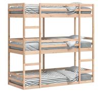 mtlskopl Lit superposé triple 80 x 200 cm en pin massif avec protection anti-chute Échelle pratique Lit empilable pour chambre d'adolescent, chambre d'amis, chambre à coucher