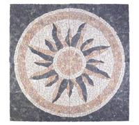 mtlskopl Lot de 16 carreaux de mosaïque motif soleil multicolore marbre 120 | Véritable marbre de style minimaliste pour les murs et les sols dans la salle de bain, la cuisine, le salon ou le mur de