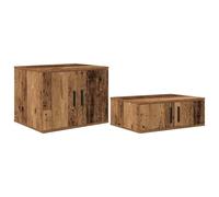 mtlskopl Lot de 2 Armoires de Rangement Basse Bois d'Ingénierie Commode de Salon Moderne Buffet avec Portes et Étagères Ouvertes pour Bureau Entrée Couleur Bois Ancien 108 x 41 x 40 cm