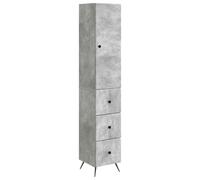 mtlskopl Lot de 2 armoires - Gris béton - 34,5 x 34,5 x 90 cm - Armoire de rangement en bois - Commode moderne avec 3 tiroirs et 1 porte - Pour salon et bureau