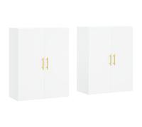 mtlskopl Lot de 2 armoires murales blanches en bois 69,5 x 34 x 90 cm, design moderne avec beaucoup d'espace de rangement, armoires suspendues robustes pour salon, chambre à coucher, couloir