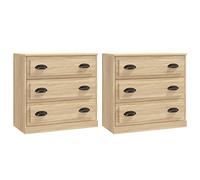 mtlskopl Lot de 2 Buffets Bas Meuble de Rangement Salon Commode Design Classique en Bois d'Ingénierie pour Entrée et Salle à Manger Coloris Chêne Sonoma 70 x 35,5 x 67,5 cm