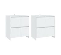 mtlskopl Lot de 2 Buffets Blancs 70x41x75 cm, Meuble de Rangement en Bois d'Ingénierie avec 4 Portes, Bahut Bas Design Minimaliste pour Salon, Salle à Manger et Entrée