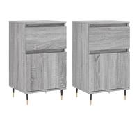 mtlskopl Lot de 2 Buffets Meubles de Rangement Armoire Latérale Commode Basse en Bois d'Ingénierie avec Pieds en Fer pour Salon Couloir Entrée Gris Sonoma 40 x 35 x 70 cm