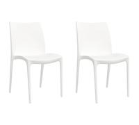 mtlskopl Lot de 2 chaises de jardin en polypropylène, blanches, 50 x 46 x 80 cm, en polypropylène, design moderne, empilables, avec dossier confortable, robustes et légères, pour jardin, balcon