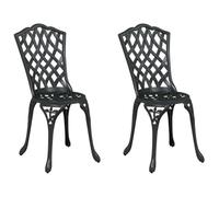 mtlskopl Lot de 2 chaises de jardin noires 39 x 40 x 87 cm en aluminium avec accoudoirs en bois vintage, robustes et durables, pour jardin, terrasse, balcon