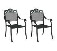 mtlskopl Lot de 2 chaises de jardin, noires, 55 x 55 x 92,5 cm, en aluminium, avec design vintage et accoudoirs sculptés, pour balcon, terrasse et jardin