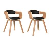 mtlskopl Lot de 2 chaises de salle à manger, noires, avec cuir synthétique et pieds en bois boisé, 49 x 51 x 70 cm, design moderne, rembourrage ergonomique, robuste et durable, pour cuisine, salle à