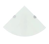 mtlskopl Lot de 2 Étagères d'angle Murales en Verre Trempé Blanc 25x25 cm, Tablette Suspendue de Rangement avec Supports Chromés pour Salon, Cuisine et Salle de Bain, 8 mm