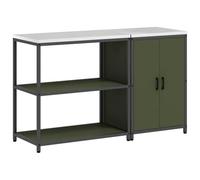 mtlskopl Lot de 2 étagères de cuisine, vert olive, 150 x 50 x 92 cm, en acier froid avec portes, grande armoire de rangement pour cuisine, couloir et salle à manger