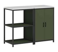 mtlskopl Lot de 2 étagères de rangement de cuisine - Vert olive - 120 x 50 x 92 cm - En acier froid - Avec 4 compartiments et 2 portes - Design moderne - Robuste et durable - Pour salon, cuisine