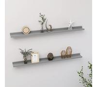 mtlskopl Lot de 2 étagères murales en MDF - Gris - 100 x 9 x 3 cm - Étagère flottante moderne - Charge maximale : 5 kg - Planche peu encombrante pour livres et plantes décoratives dans le salon, le