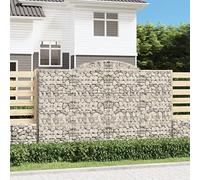 mtlskopl Lot de 2 gabions - 300 x 50 x 180/200 cm - En métal galvanisé - Pour clôture de jardin moderne - Brise-vue et remplissage de pierre - Pour extérieur, terrasse, jardin, cour