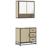 mtlskopl Lot de 2 meubles de salle de bain en chêne Sonoma - 65 x 33/20 x 60 cm - Design moderne avec structure en métal - Pour petites salles de bains